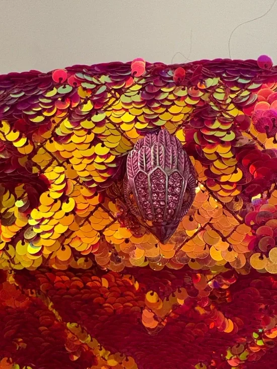 Kurt Geiger Pink and Gold Sequin Chain Crossbody Bag - Picture 6 of 16